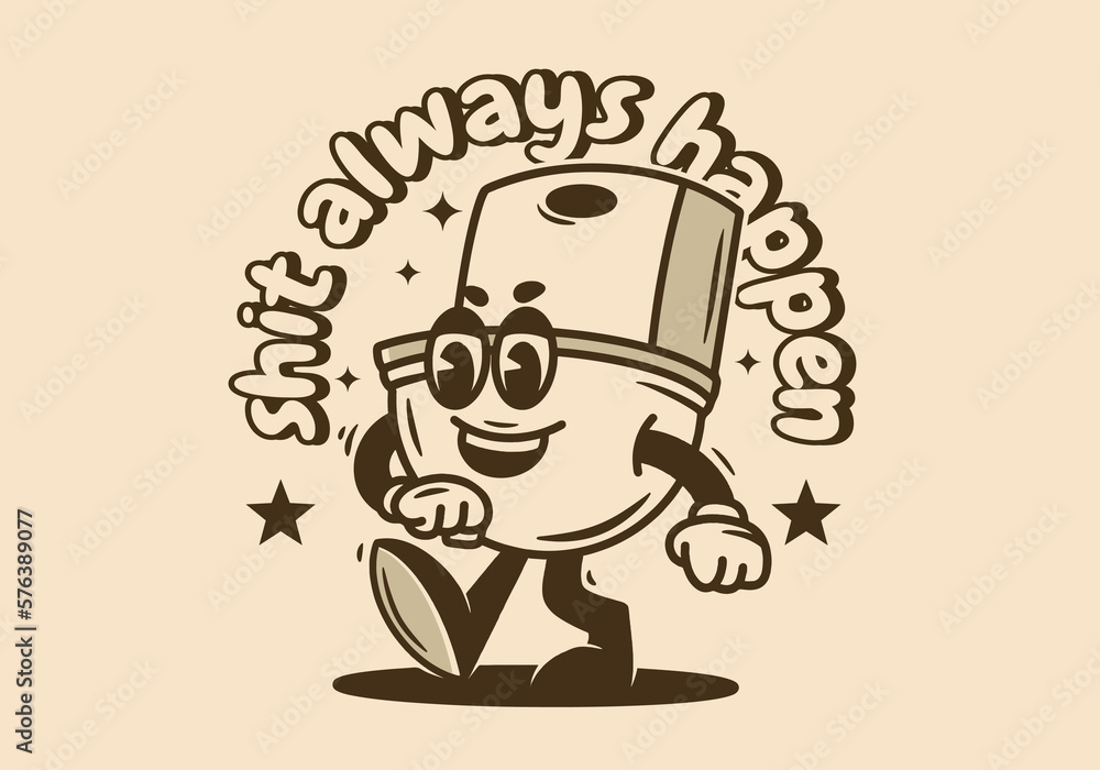 Mascot character design of a walking toilet Mascot character design of a walking toilet