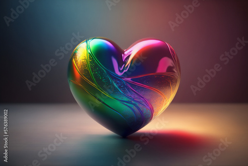 A rainbow heart rendered with a soft and dreamy aesthetic photo