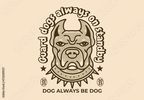 Illustration design of a pit bull dog head