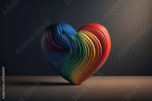 A bright and cheerful rainbow heart, reflecting the positivity and happiness of the LGBTQ+ community photo
