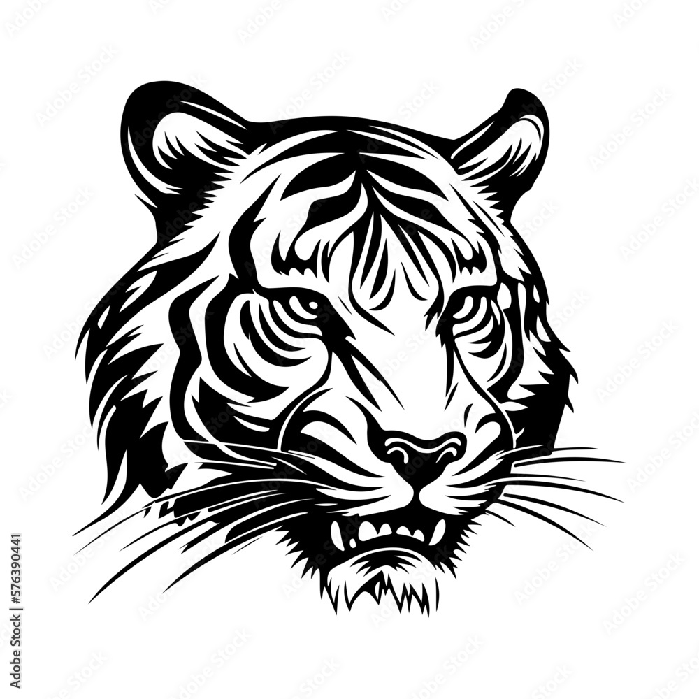 Tiger Face, Silhouettes Tiger Face SVG, black and white Tiger vector Tiger Face, Silhouettes Tiger Face SVG, black and white Tiger vector