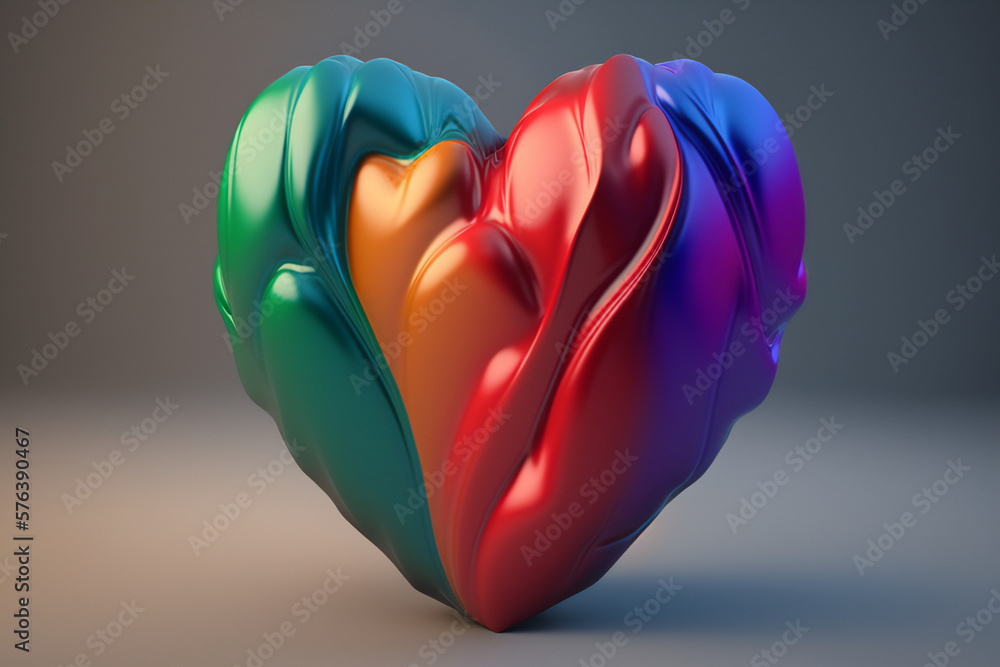 An illustration of an LGBTQ+ heart filled with shimmering liquid rainbow, celebrating diversity An illustration of an LGBTQ+ heart filled with shimmering liquid rainbow, celebrating diversity