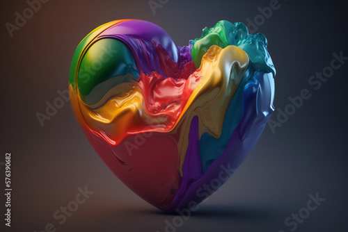 A liquid-filled heart with a rainbow of colors, symbolizing inclusivity and love for all photo