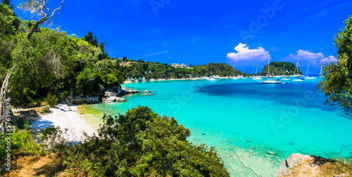 Ionian islands of Greece. splendid island  Paxos. Beautiful turquoise bay and beach in Lakka village.  greek summer destinations © Freesurf