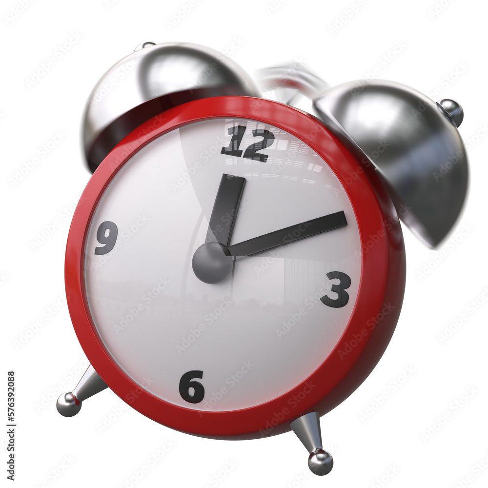 Retro style alarm clock ringing isolated on white background 3d ...