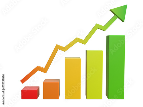 Business financial growth concept  colorful growth chart 3d rendering