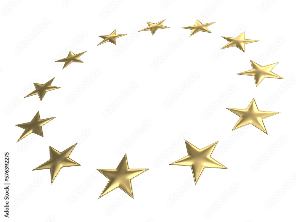 Twelve golden stars 3d rendering Twelve golden stars 3d rendering