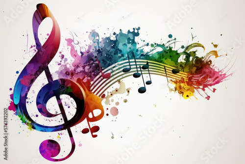 Musical notes. Musical art. Watercolor. Generative Ai.