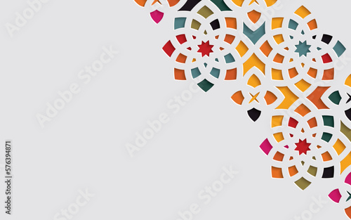 Ornamental colorful patterned relief in arabic architectural style of islamic mo Fototapet