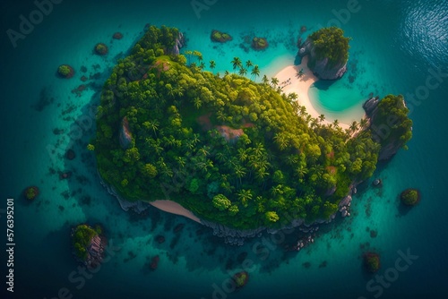 Heart shaped island. Generative AI