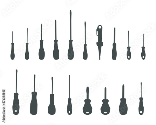 Screwdriver silhouettes, Screwdrivers vector