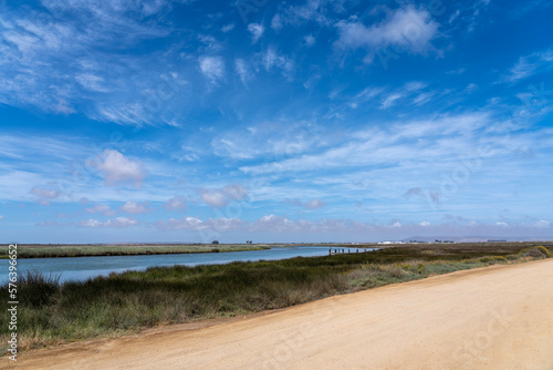 Paternoster Lagoon on a sunny day with clouds in the sky on the West Coast of South Africa 