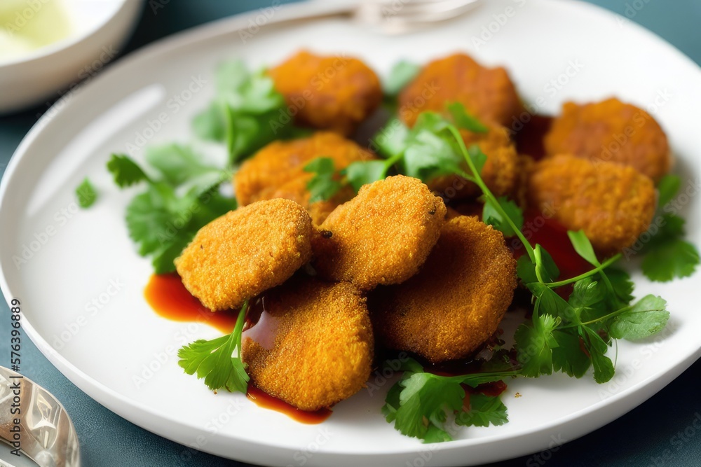 Crispy Chicken Nuggets with Flavorful Herbs and Dipping Sauce - Delicious Fast Food for Any Occasion Crispy Chicken Nuggets with Flavorful Herbs and Dipping Sauce - Delicious Fast Food for Any Occasion