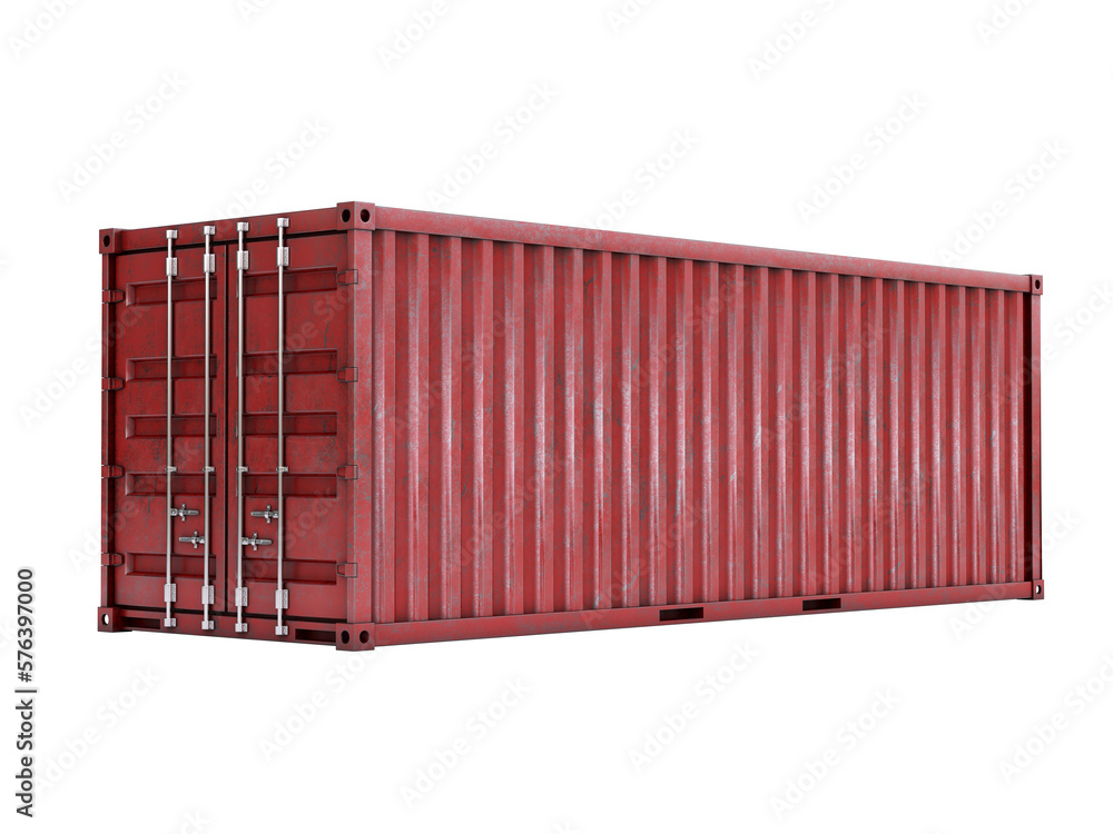 Old weathered Shipping container isolated on white background 3d rendering Old weathered Shipping container isolated on white background 3d rendering