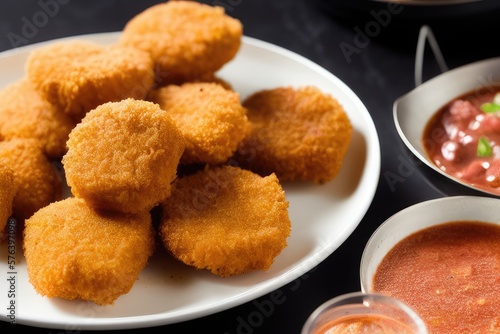 Crispy Chicken Nuggets with Flavorful Herbs and Dipping Sauce - Delicious Fast Food for Any Occasion