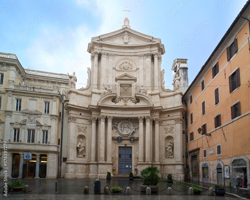 The baroque church of San Marcello al Corso in Rome, Italy
