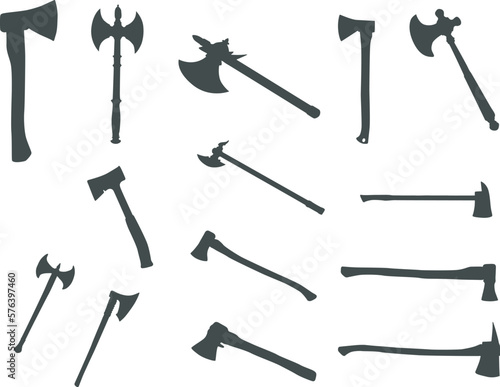 Axe silhouette, Axe icon,  Black silhouette axe, Axe vector