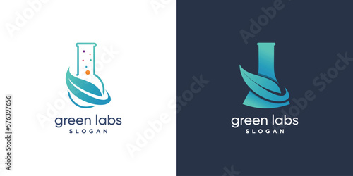 Modern green labs logo design vector collection