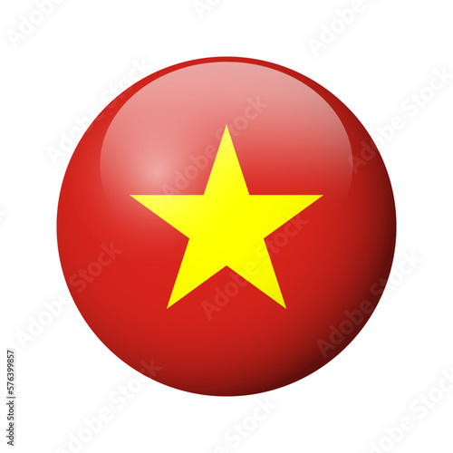 Vietnam flag - glossy circle badge. Vector icon.