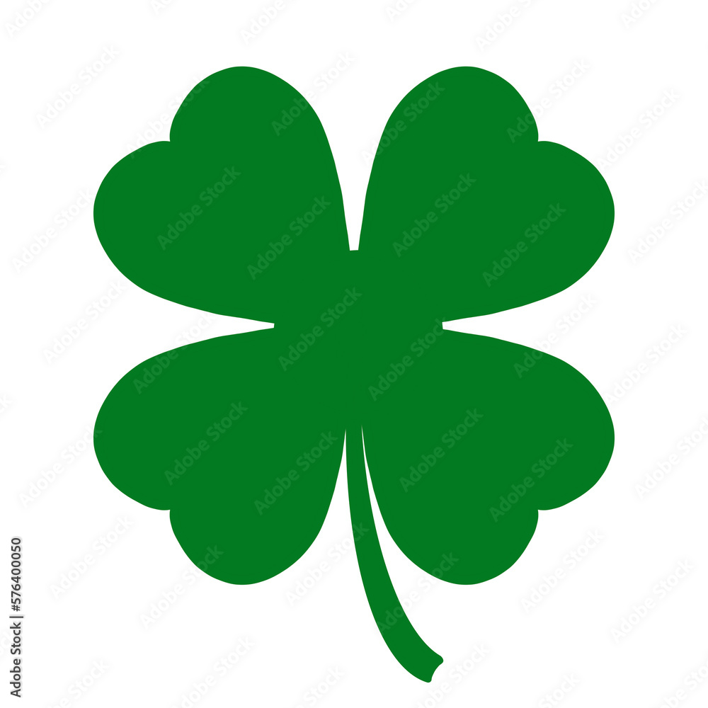 Good luck four leaf clover flat icon for apps and websites. Green icon isolated on white background. Clover silhouette. Simple icon. Web site page and mobile app design vector element. - obrazy, fototapety, plakaty 
