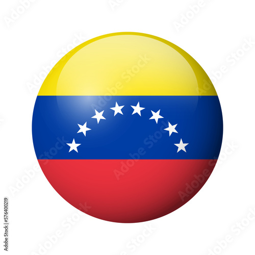 Venezuela flag - glossy circle badge. Vector icon.