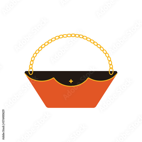 Stylish female purse. Cartoon woman elegant clutch bag crossbody, fashionable casual accessory. Vector flat illustration
