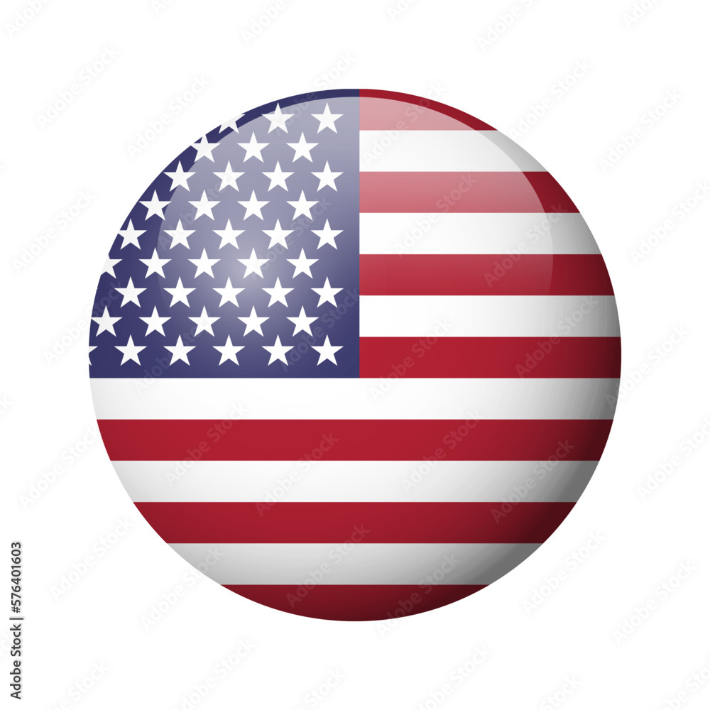United States of America flag - glossy circle badge. Vector icon. United States of America flag - glossy circle badge. Vector icon.