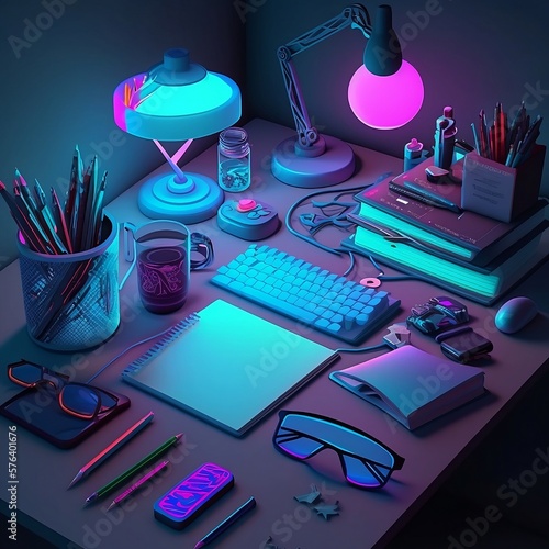Organised desk. Generative AI