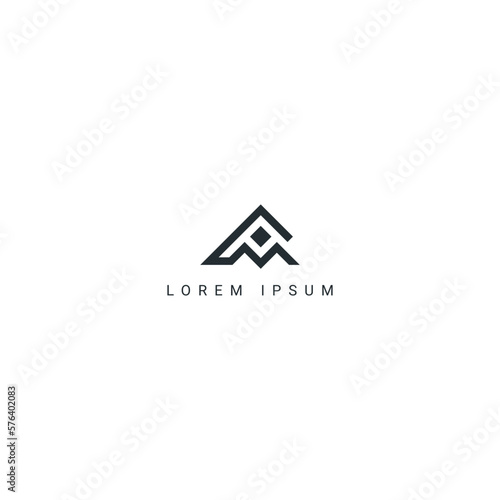 Abstract PM MP letter simple style logo design vector template.