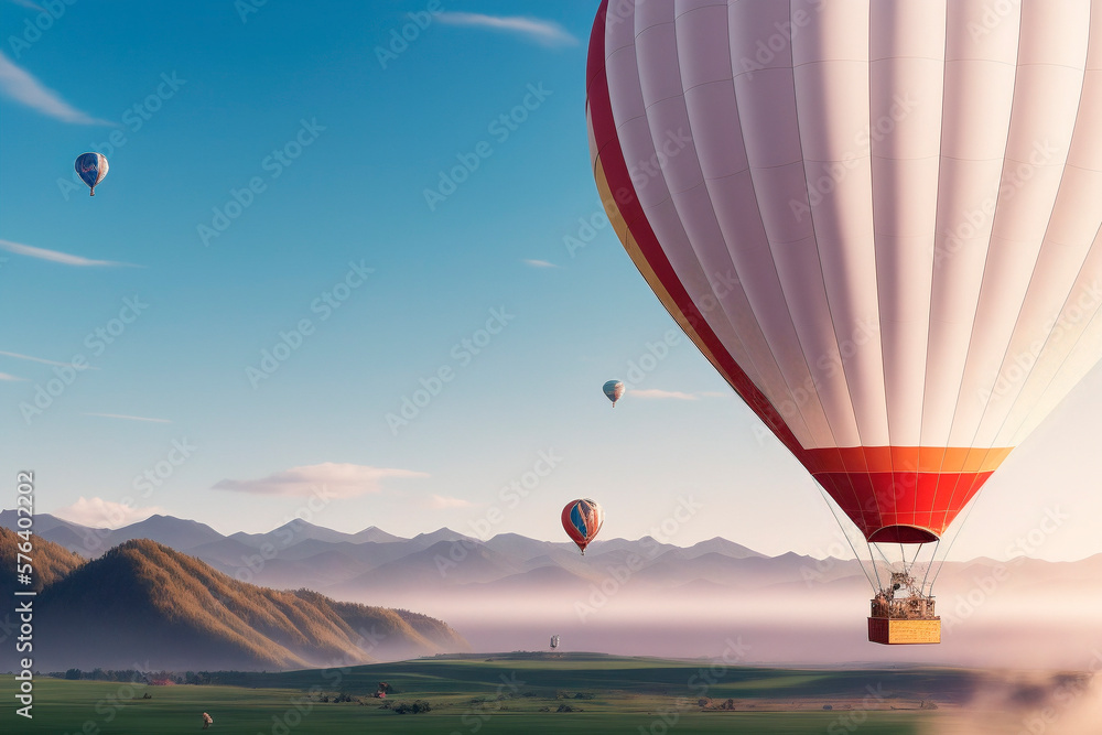 Fototapeta premium Air Balloon in the sky. Generative ai.