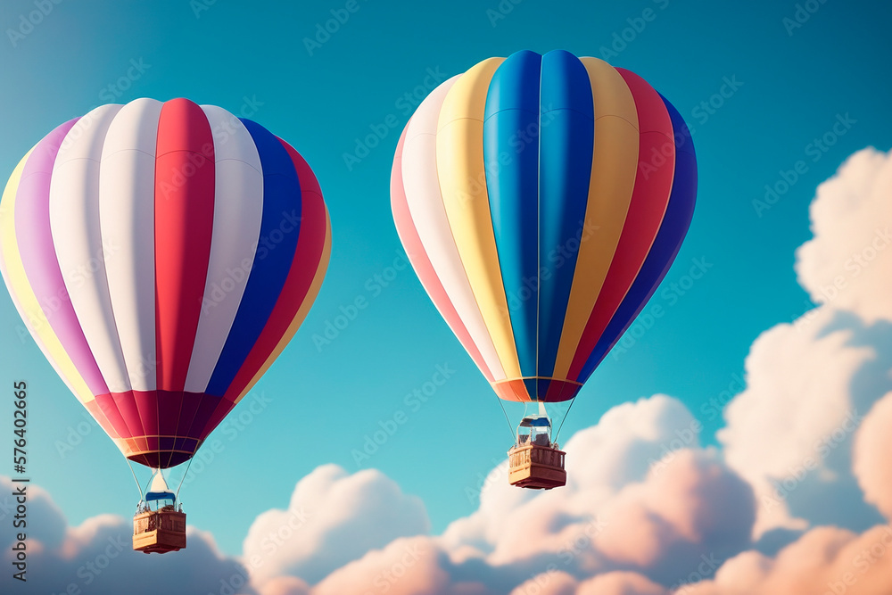 Naklejka premium Air Balloon in the sky. Generative ai.