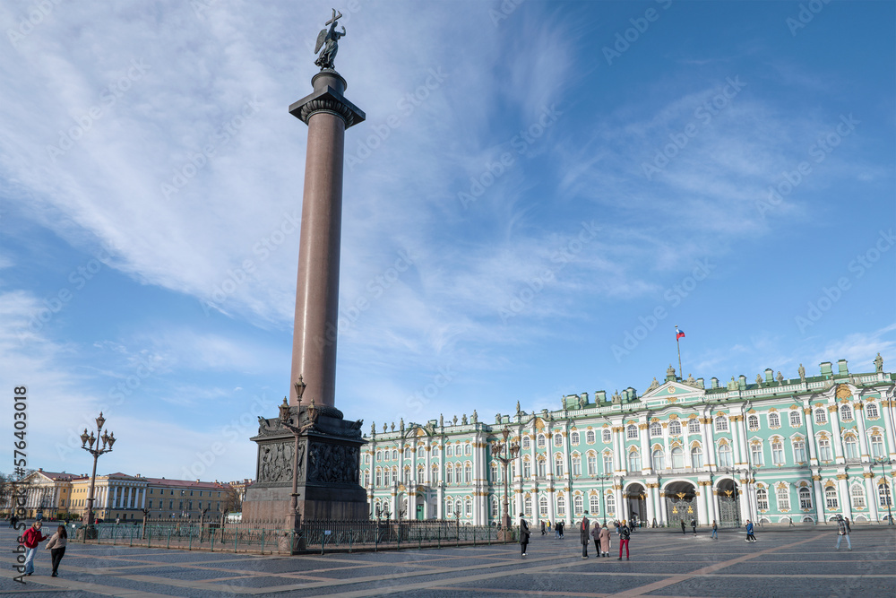 Sunny October day at the Alexander Column. Saint Petersburg