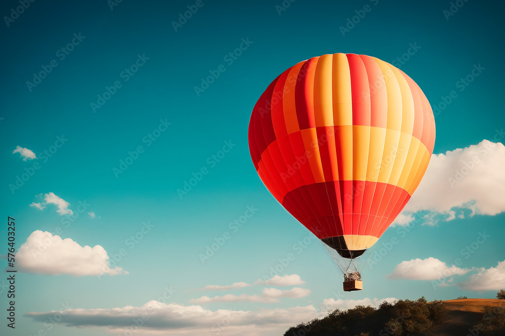 Naklejka premium Air Balloon in the sky. Generative ai.