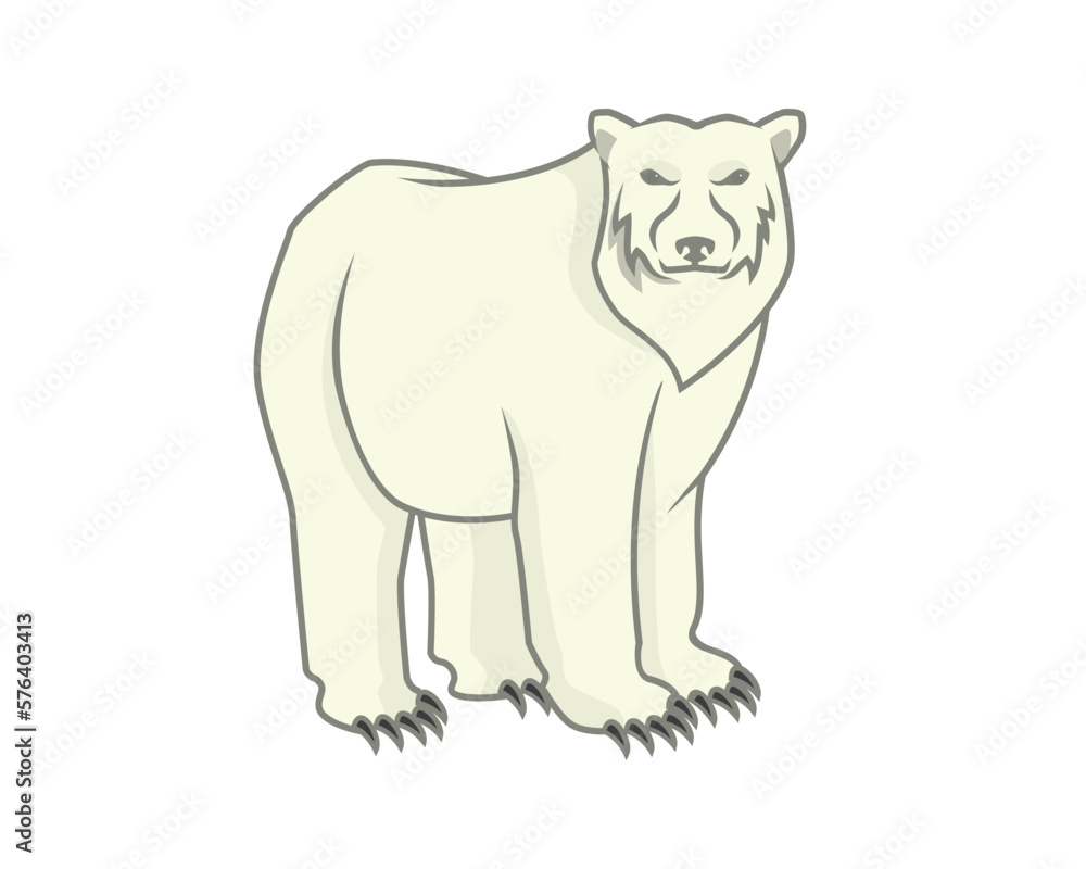 Polar Bear with Standing and Staring Gesture Illustration Polar Bear with Standing and Staring Gesture Illustration