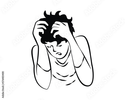 Man Having a Dizzy or Anxiety Moment Illustration with Silhouette Style