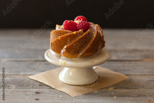 MIni Bundt Cake with Raspberries and Frosting