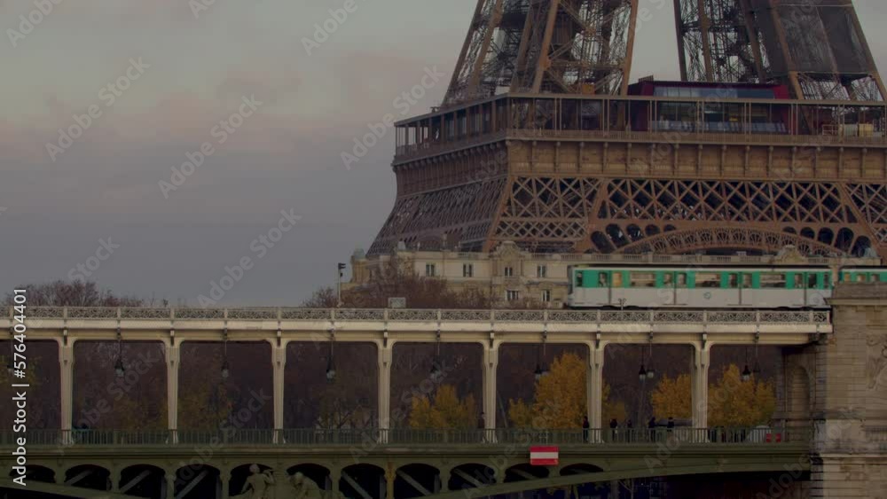An aerial subway on the famous Bir-Hakeim bridge in Paris An aerial subway on the famous Bir-Hakeim bridge in Paris