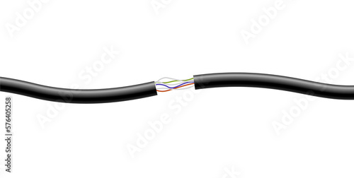 Electric cable with wires in multicolored insulation a vector illustration.