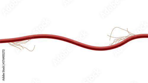 Electrical cable with damaged insulation realistic vector illustration isolated. photo