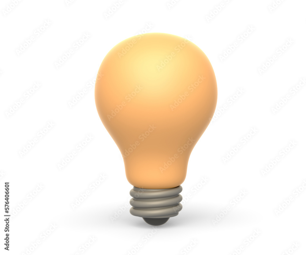 Realistic 3d icon of yellow light bulb Realistic 3d icon of yellow light bulb