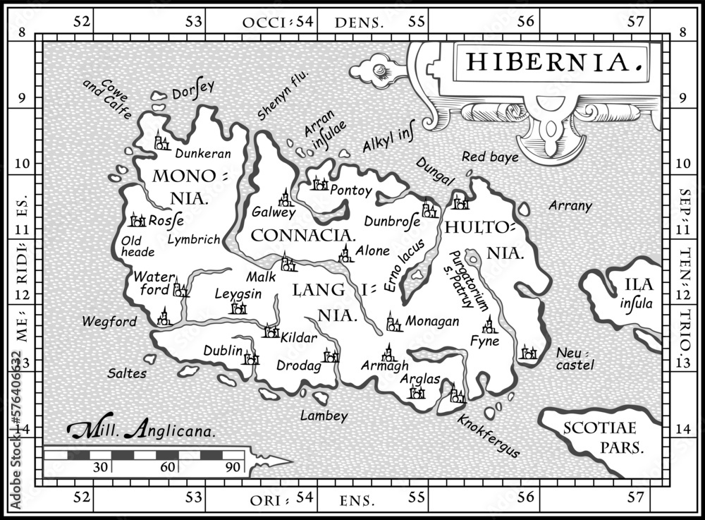 Fototapeta premium Ancient map of Ireland