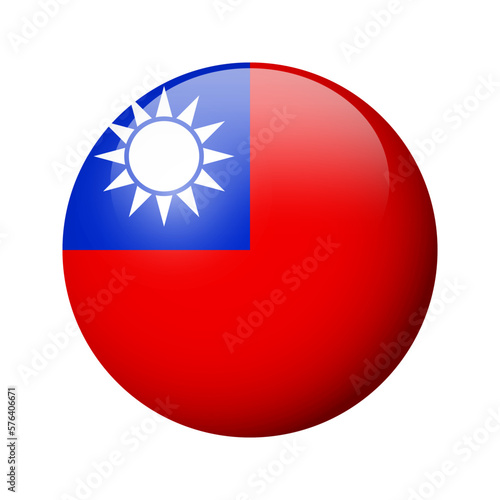 Taiwan flag - glossy circle badge. Vector icon.