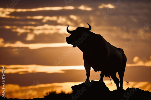 Bull silhouette. Generative AI illustration photo