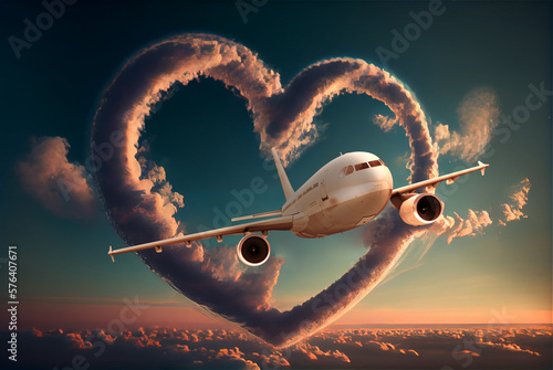 Airplane leaving a heart sh...