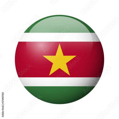 Suriname flag - glossy circle badge. Vector icon. Free Download Suriname flag - glossy circle badge. Vector icon. - GFXLoad