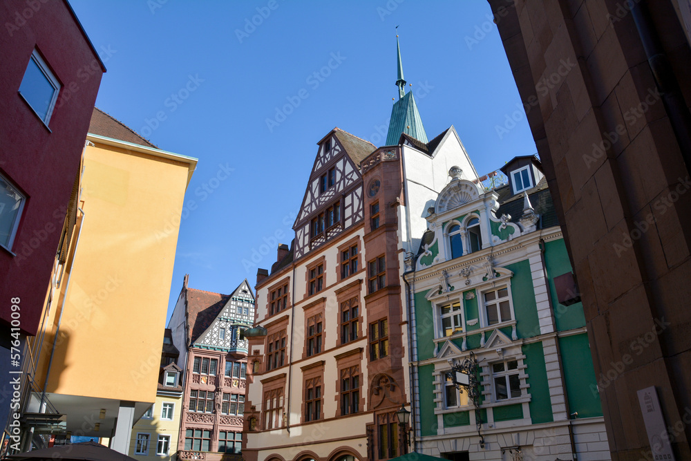 Houses in the old town of Freiburg im Breisgau, Germany