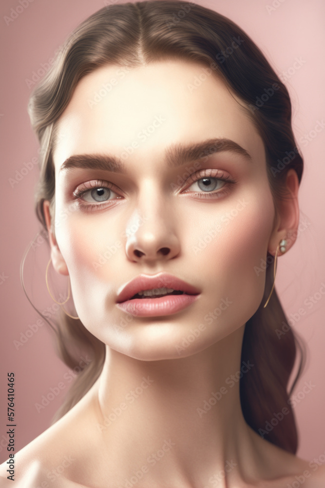 Fototapeta premium Portrait of a young & beautiful woman AI generated art