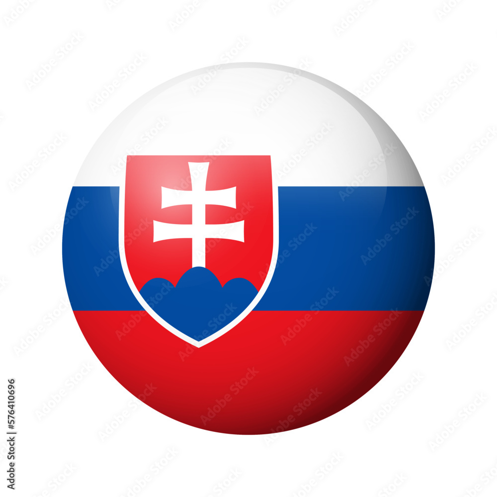 Fototapeta premium Slovakia flag - glossy circle badge. Vector icon.