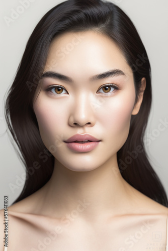 Portrait of a young & beautiful asian woman AI generated art