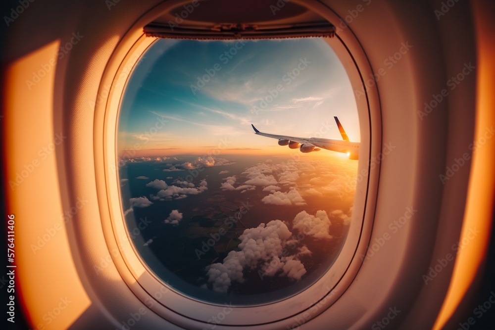 Capturing the Beauty of a Sunset Sky from High Above. Generative AI Capturing the Beauty of a Sunset Sky from High Above. Generative AI
